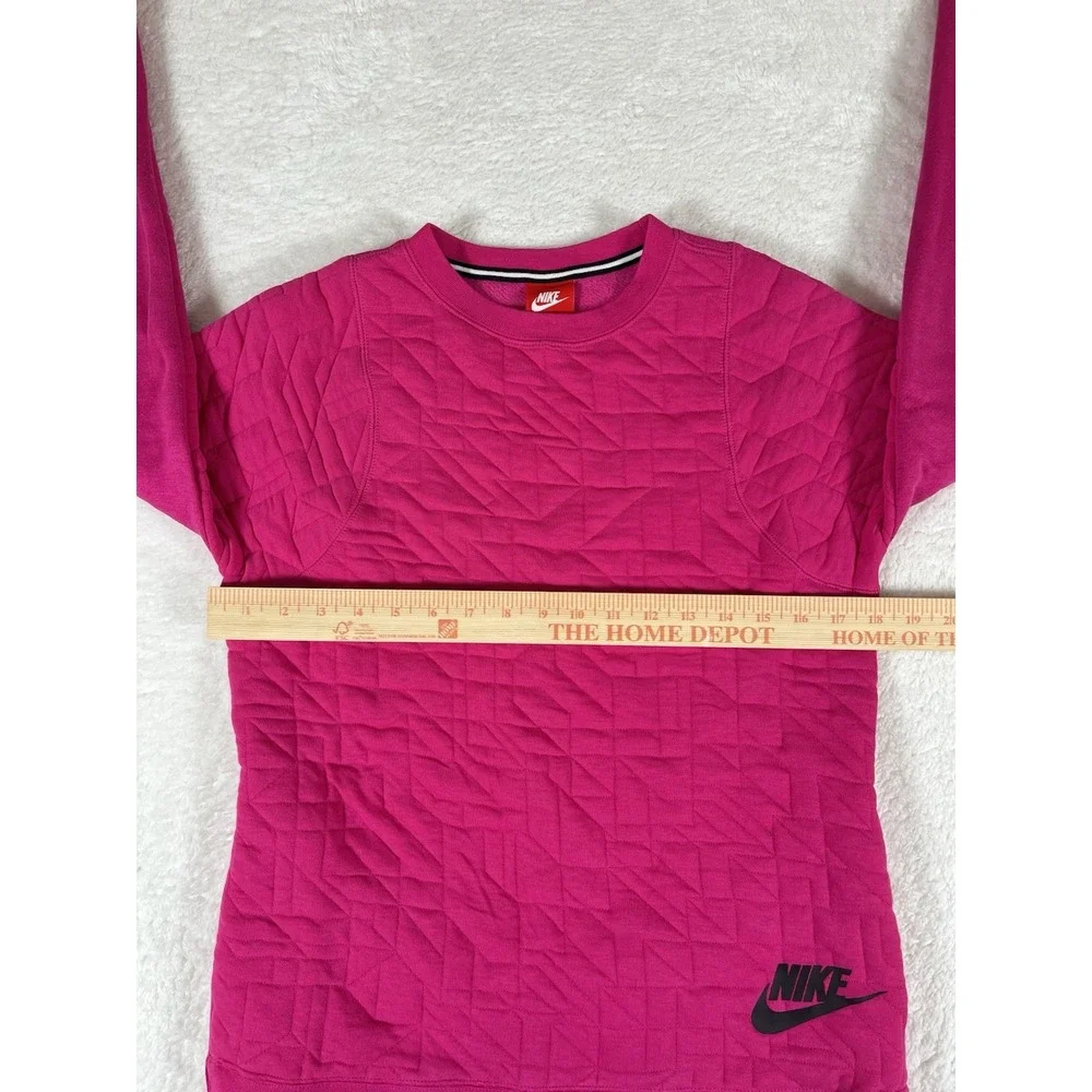 Nike AQ6367-621 Girl's Size XL Crew‎ Neck Fleece Quilted Sweatshirt Pockets Pink